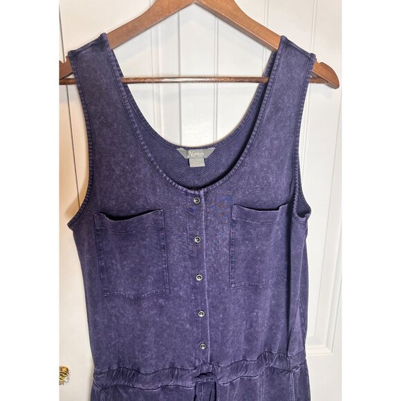 Natural Reflections Women's L Wide Leg Cropped Jersey Knit Blue Jumpsuit Romper - Picture 3 of 9